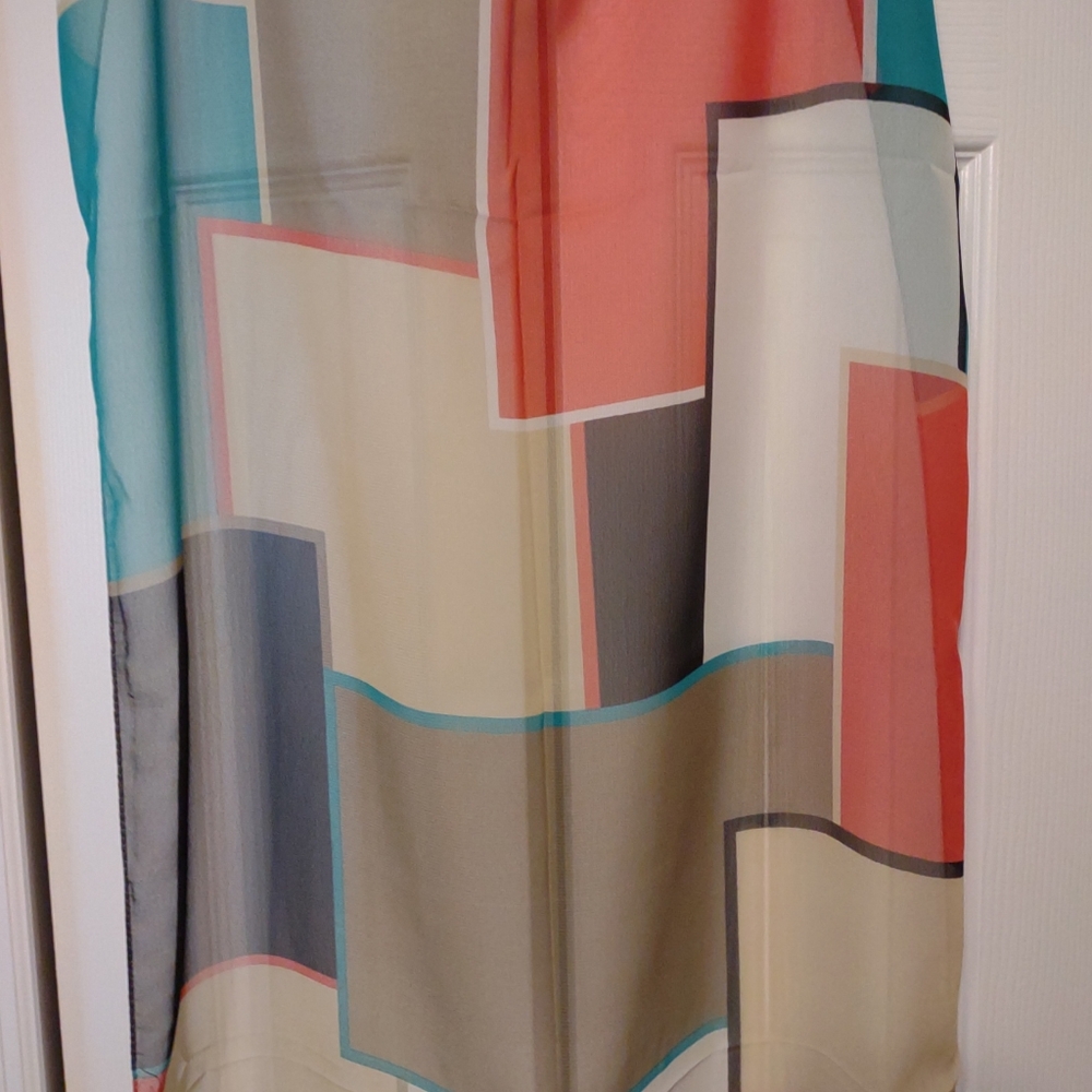 YOUR SMILE Silk Like Scarf Women Color block Pattern Large 62"L x 19 Satin Scarf